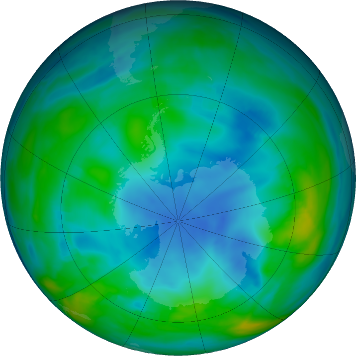 Antarctic ozone map for 23 May 2018